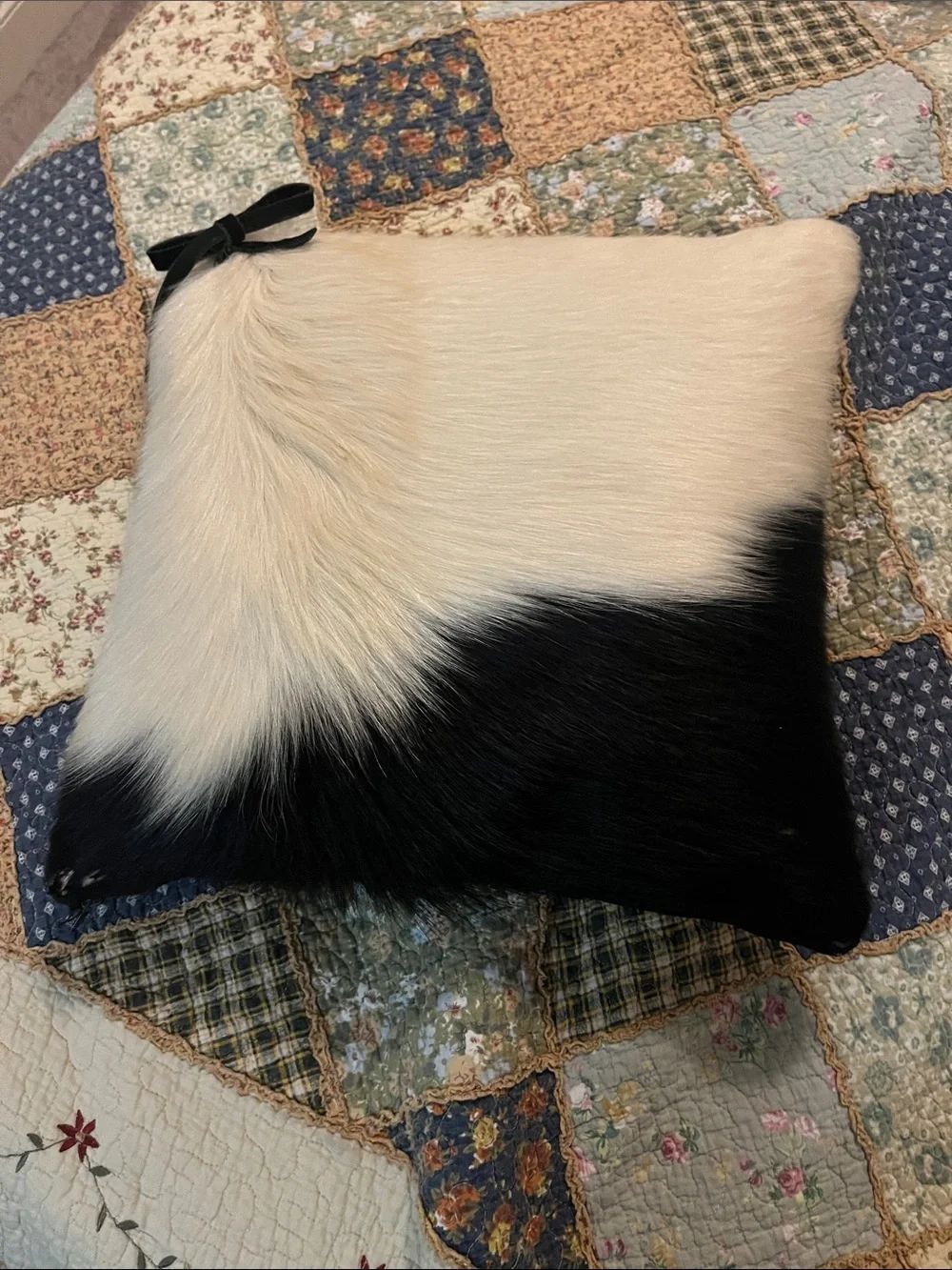 Cowhide throw pillow